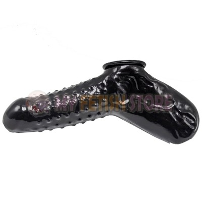 (DM106)Textured Cock and Ball Sheath With point Latex sheaths SM accessories fetish wear